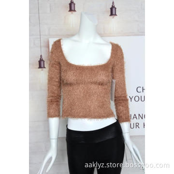 Fabrik Großhandel Frauen gebürsteten Stoff Pullover